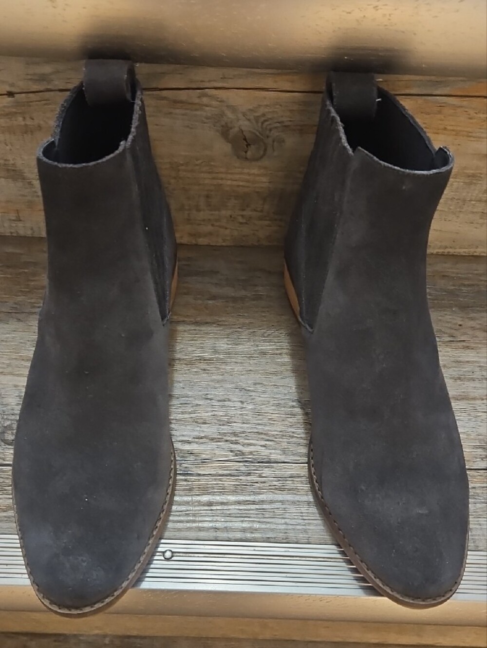 Dolce Vita Charcoal Grey Suede Ankle Booties with Low Stacked Heel - Picture 2 of 8